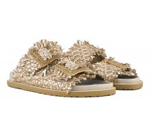 Woven leather sandal jewel buckles F0817888-0143 Outlet Shop Online